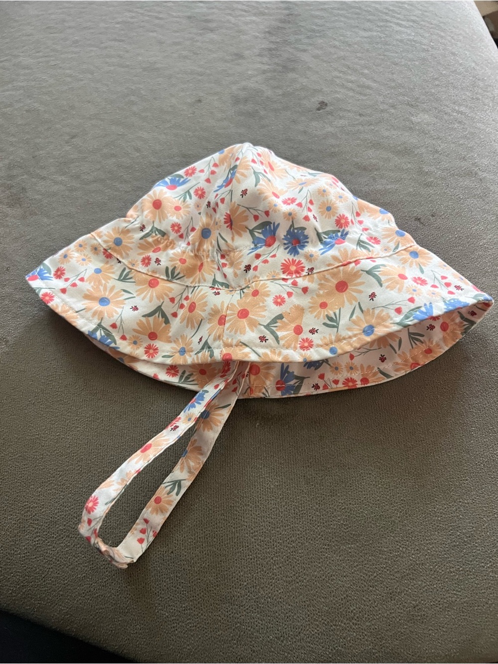 Kids Floral Sun Hat - Pink, Peach & Blue